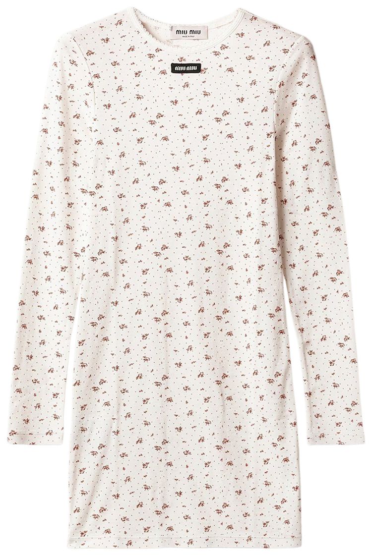 Miu Miu Costina Print Dress BiancoTabacco