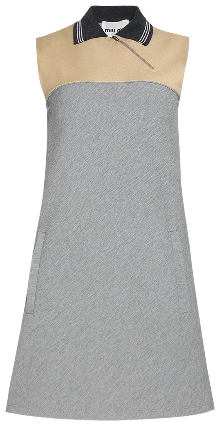 Miu Miu Punto Stoffa Bicolor Dress GrigioCammello