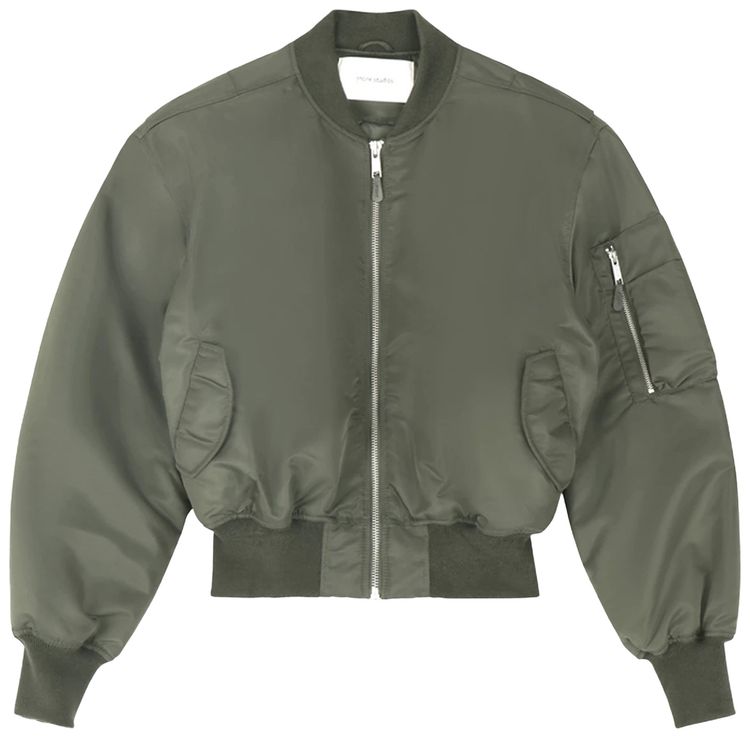 Entire Studios Cropped Broad Bomber Khaki