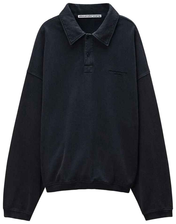 Alexander Wang Long Sleeve Polo Shirt Washed Black