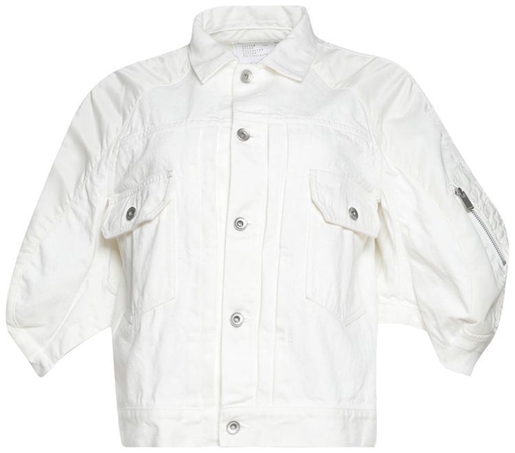 Sacai Denim x Nylon Twill Jacket Off White