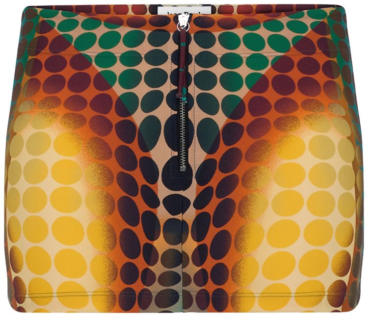 Jean Paul Gaultier Re Edition Mini Skirt With Center Front Zip Closing OrangeBlueBrown