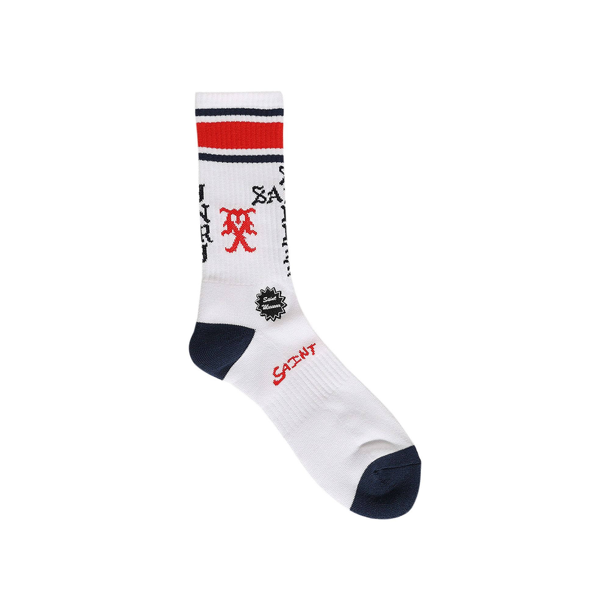 Buy SAINT Mxxxxxx Sinner Socks 'White/Red/Blue' - SM HR1 0000 108