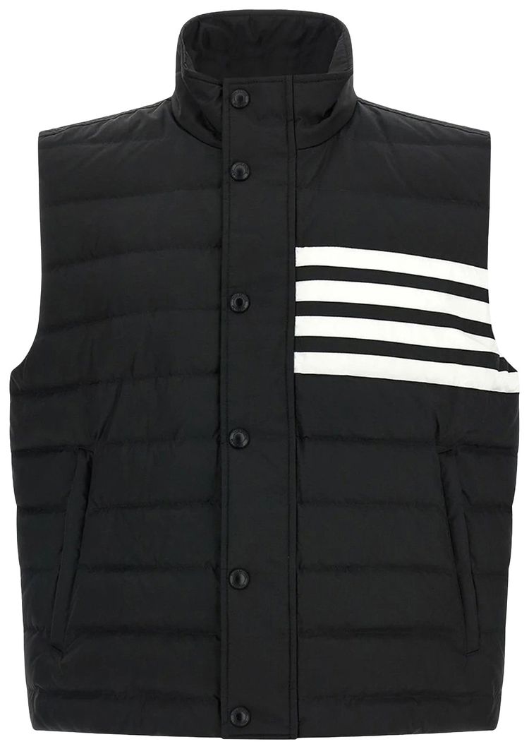 Thom Browne 4 Bar Downfill Vest In Shiny Ripstop Black