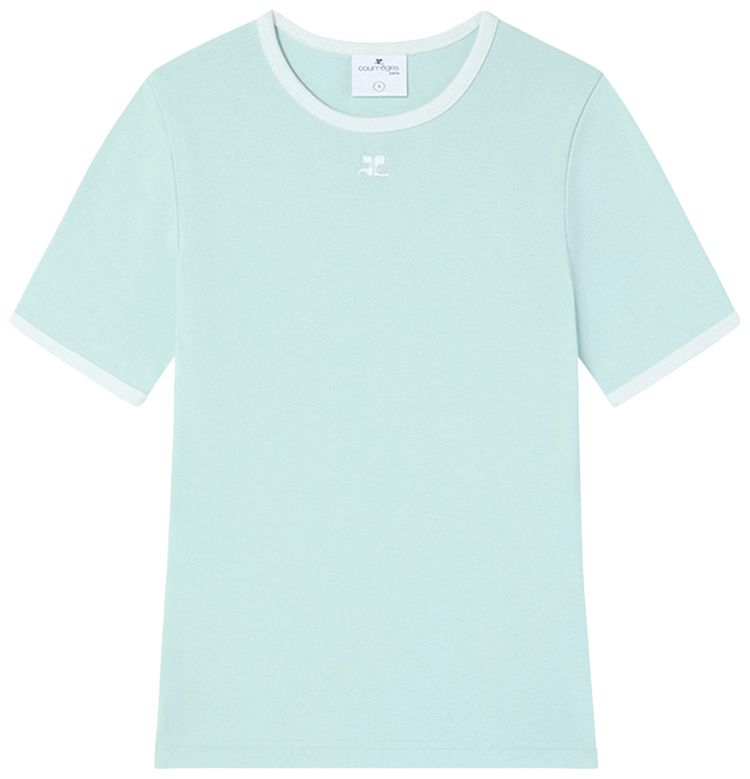 Courreges Signature Contrast T Shirt Light MintHeritage White