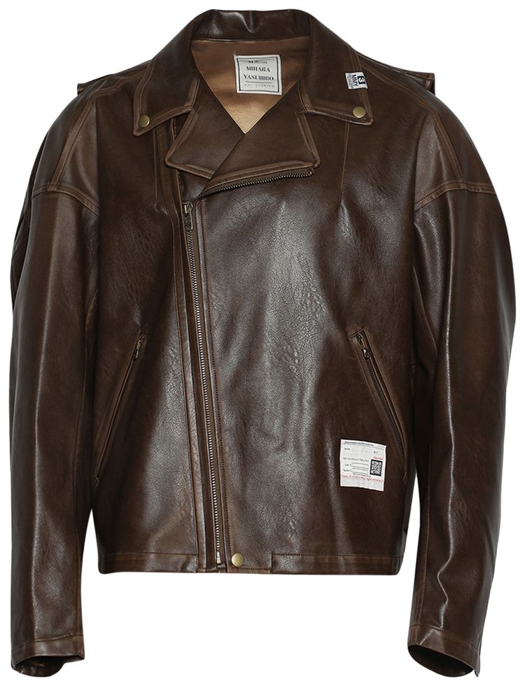 Maison Mihara Yasuhiro Back Vest Leather Jacket Brown