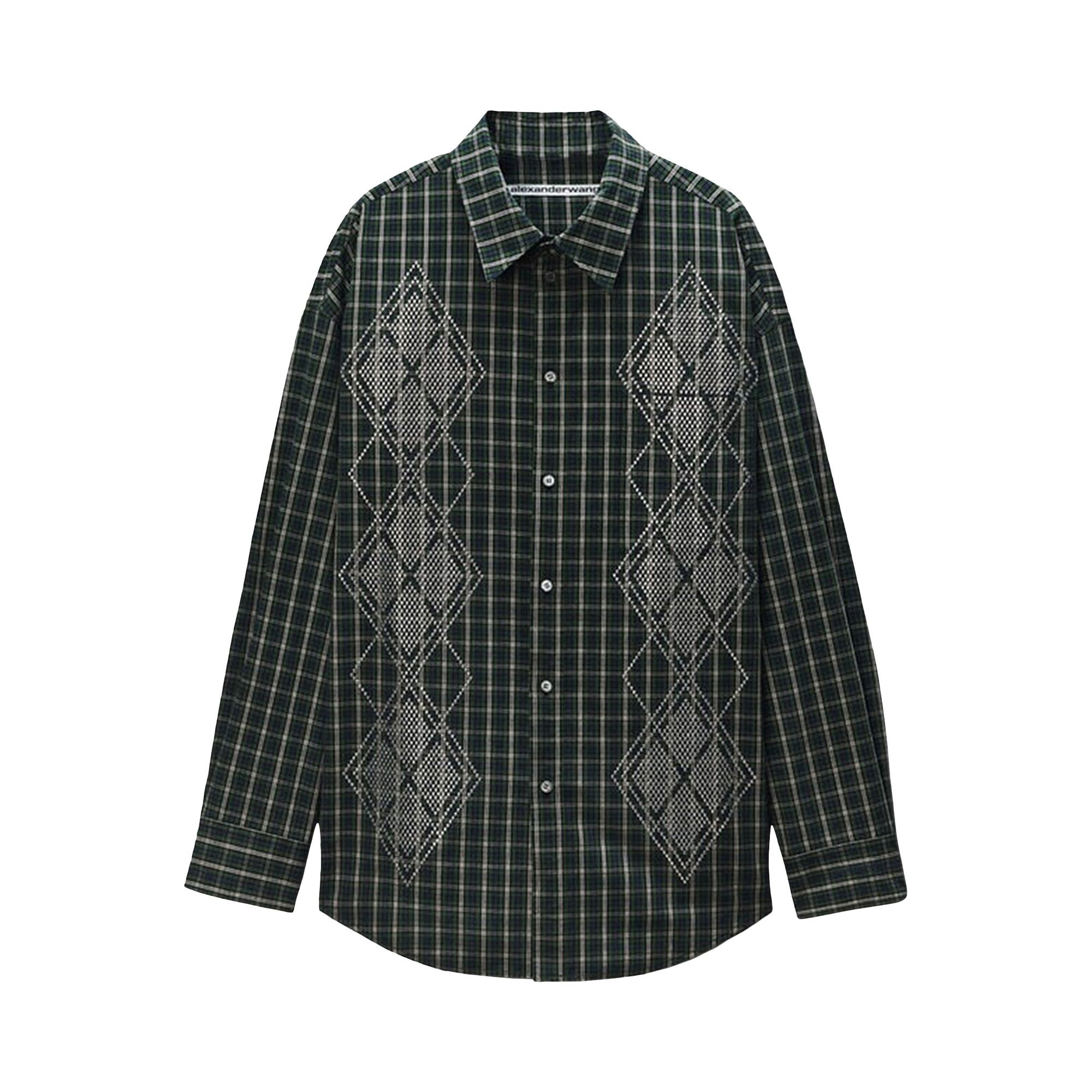 Buy Alexander Wang Oversized Shirt W/ Argyle Hotfix 'Green/Navy