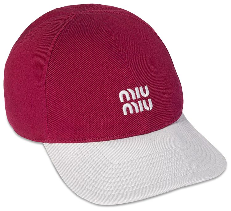 Miu Miu Drill Washed Bicolore Hat CeriseNube