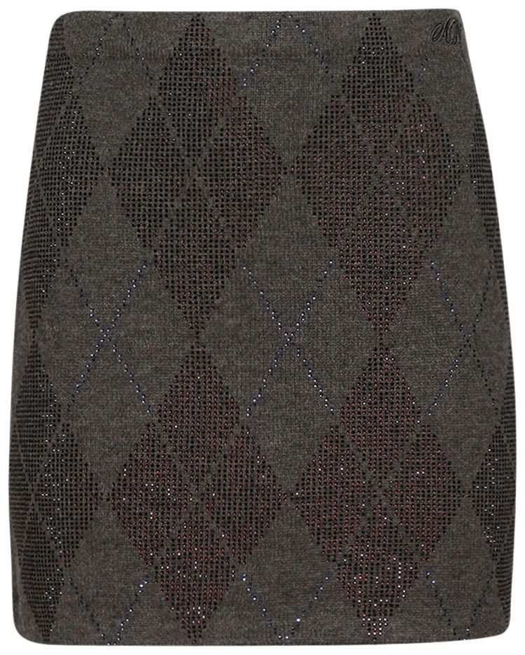 Alexander Wang A Line Skirt With Argyle Crystal Hotfix Brown