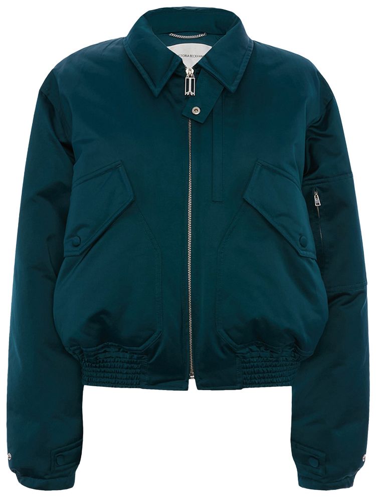 Victoria Beckham Padded Bomber Jacket Dark Teal