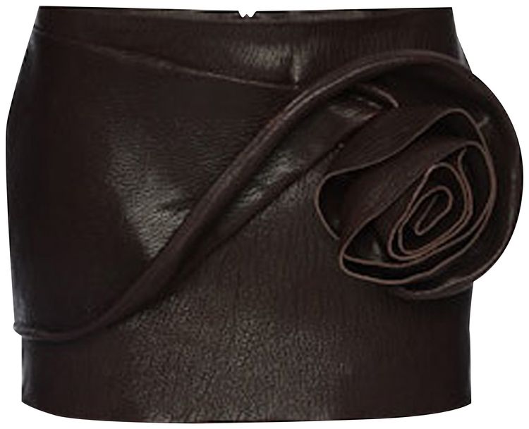 Magda Butrym Leather Skirt Dark Brown