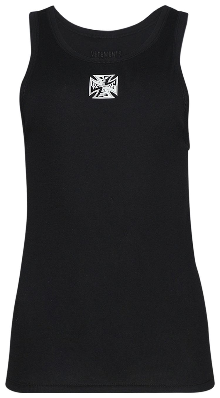 Vetements Biker Cross Logo Tank Top Black