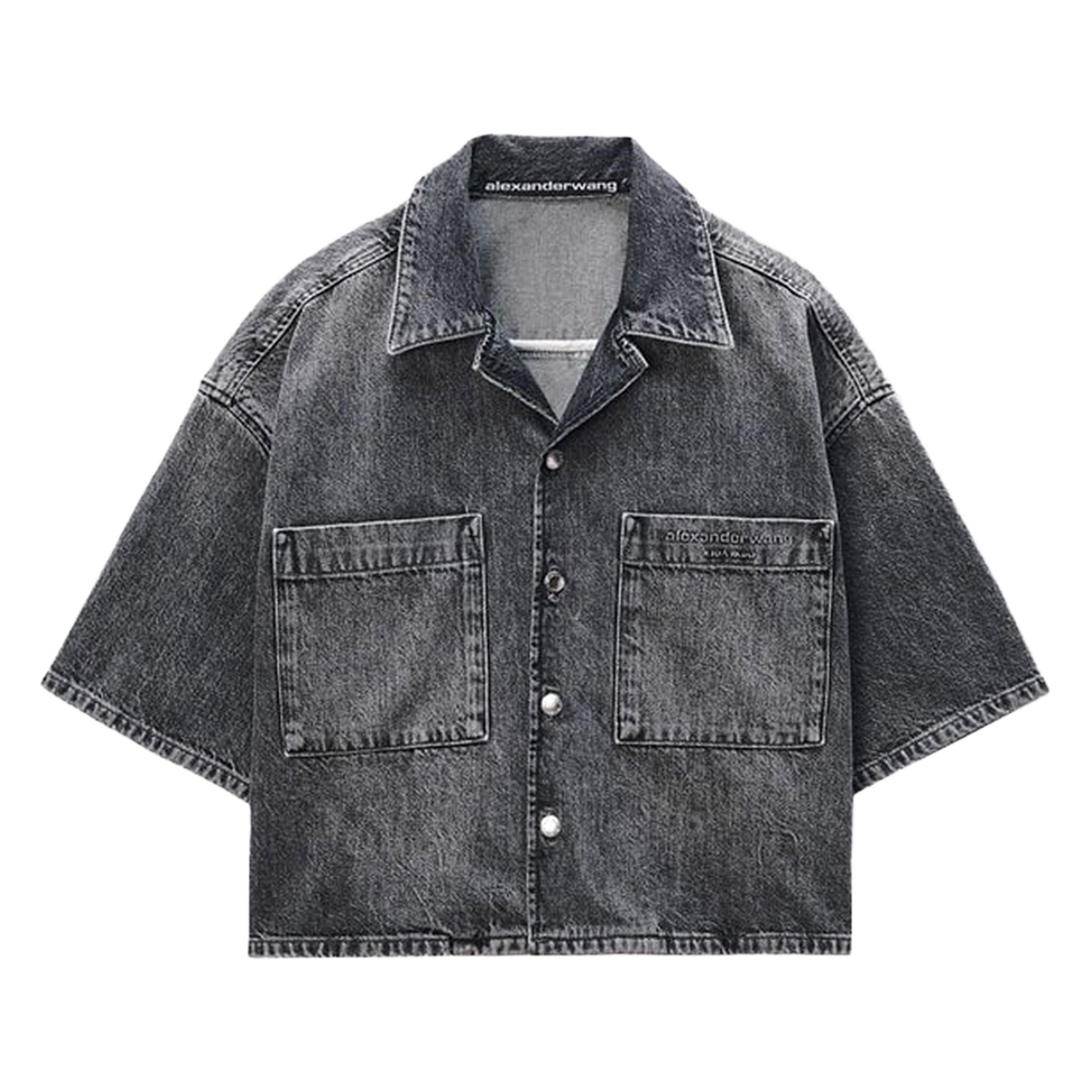 Buy Alexander Wang Cropped Short-Sleeve Shirt 'Light Grey