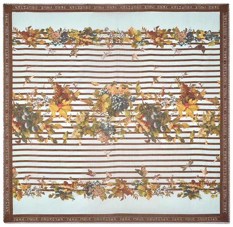 Jean Paul Gaultier Silk Scarf Mariniere Grape Light BlueMulticolor