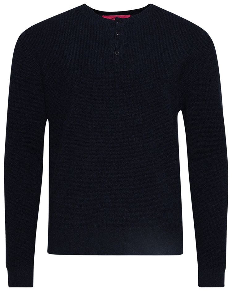 The Elder Statesman Waffle Thermal Henley Twilight