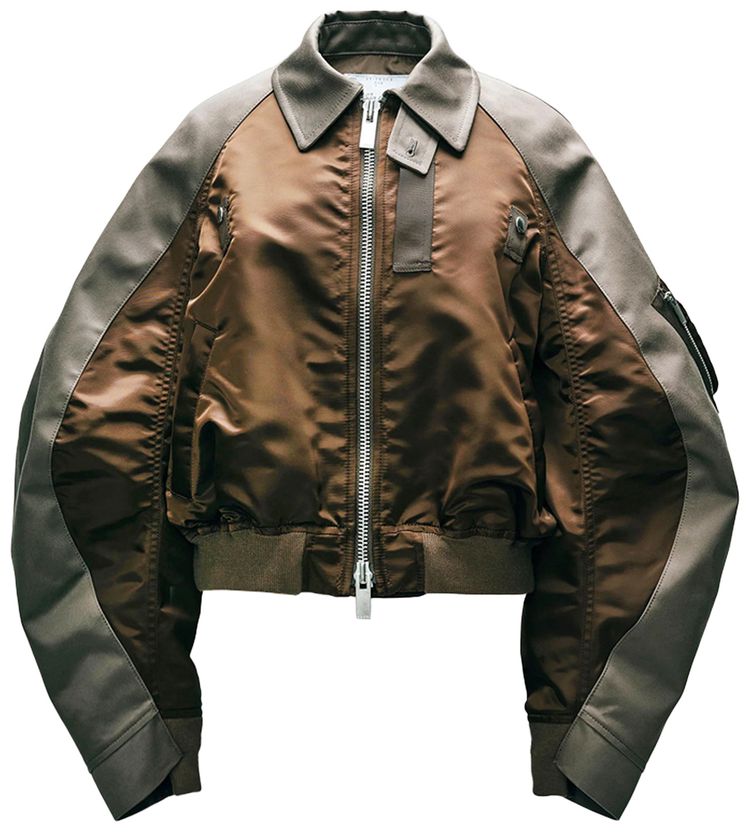 Sacai Cotton Chino x Nylon Twill Blouson BrownGrey