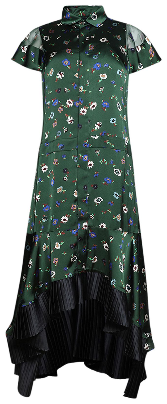 Sacai Floral Print Dress Green