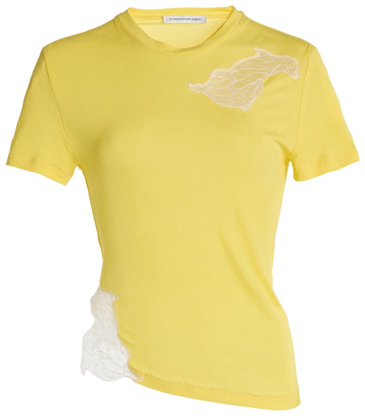 Christopher Esber Delphin Lace Rib Tee ZestWhite