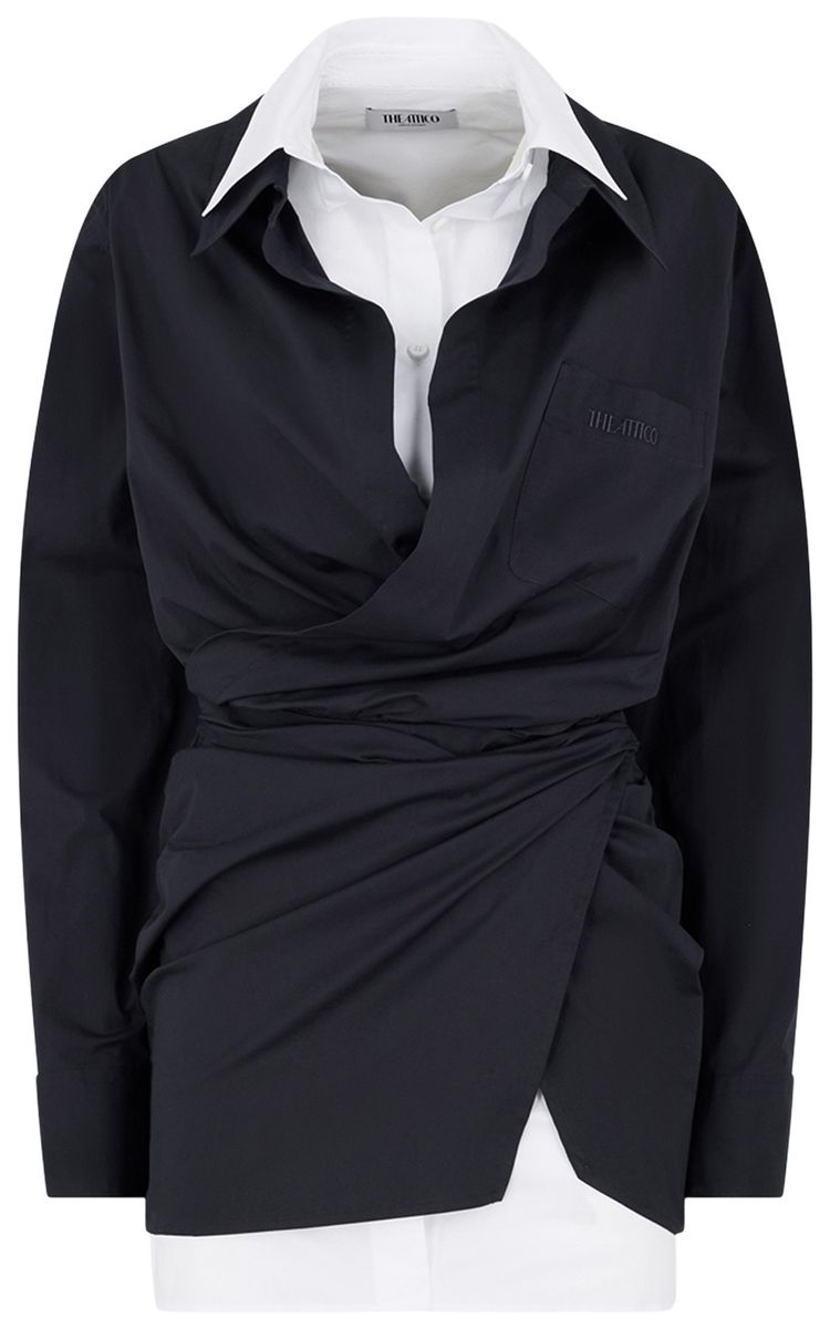 Attico Mini Dress Cotton Stretch BlackWhite