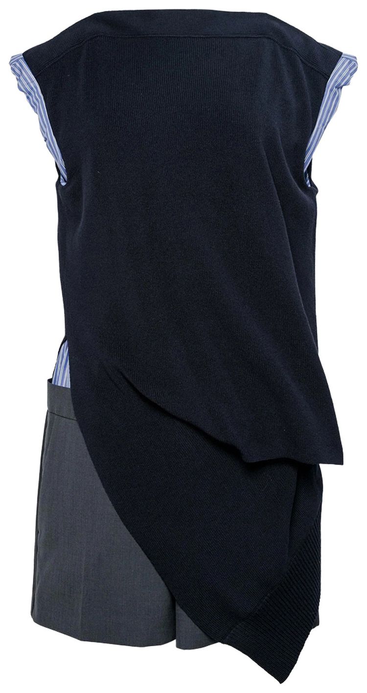 Sacai Suiting x Knit Dress NavyGrey
