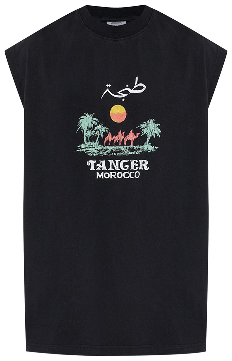 Vetements Morocco Tourist Sleeveless T Shirt Black