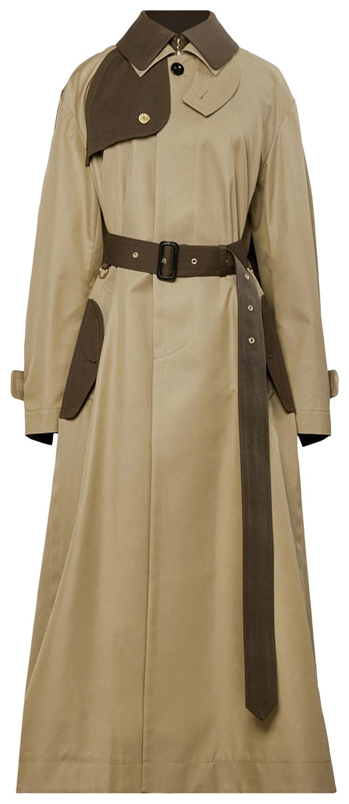 Sacai Cotton Gabardine Coat BeigeBrown
