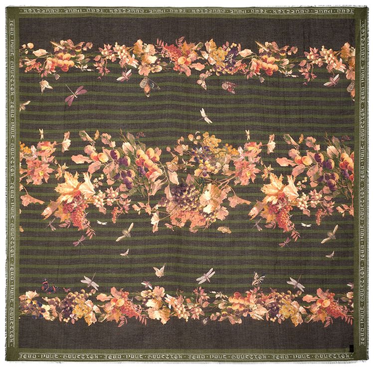 Jean Paul Gaultier Silk Scarf Mariniere Grape KhakiMulticolor