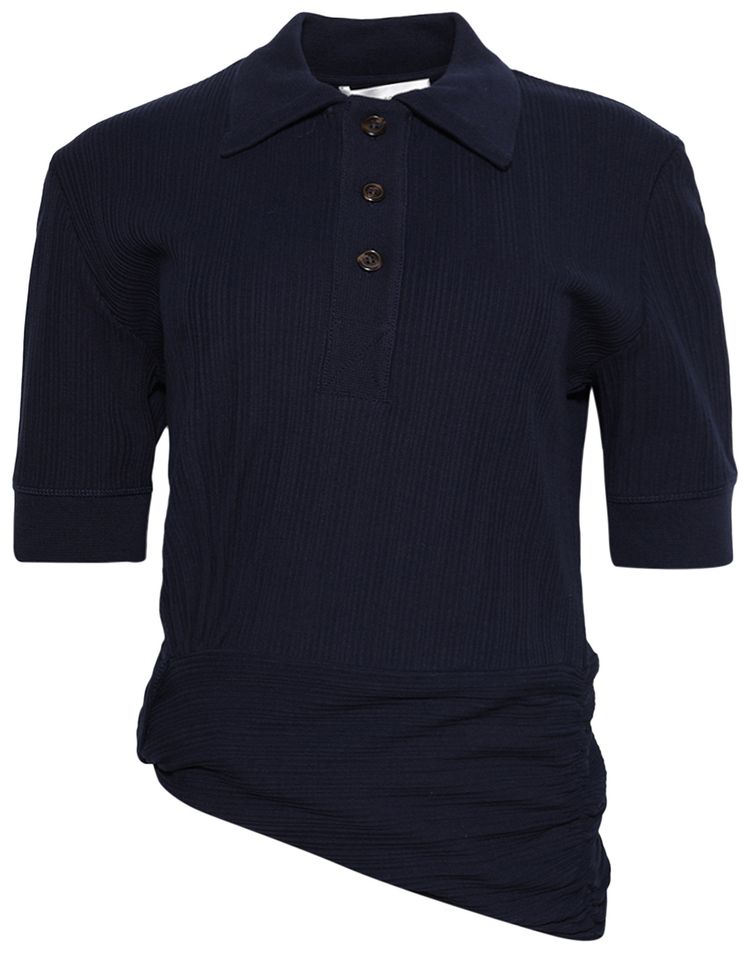 Victoria Beckham Twist Detail Polo Top Navy
