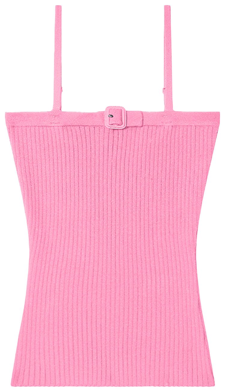 Courreges Buckle Rib Knit Top Party Pink