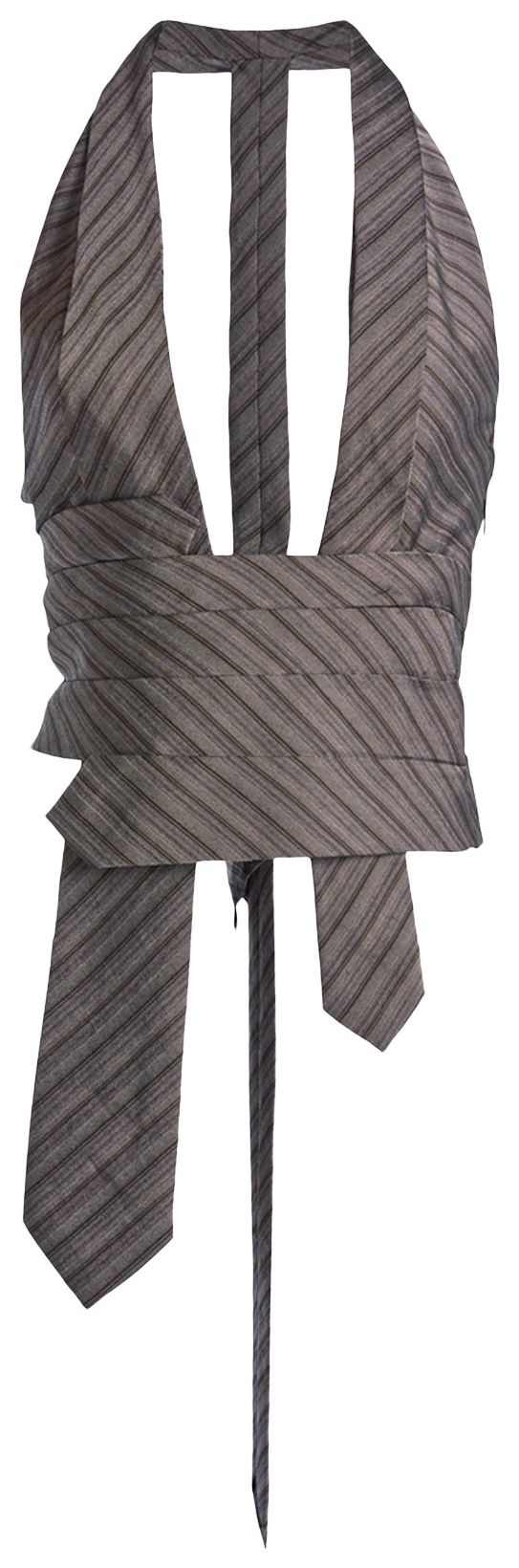 Christopher Esber Reyer Tailored Tie Top Graphite Stripe