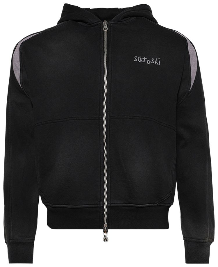 Satoshi Nakamoto Tech Zip Up Hoodie Washed Black