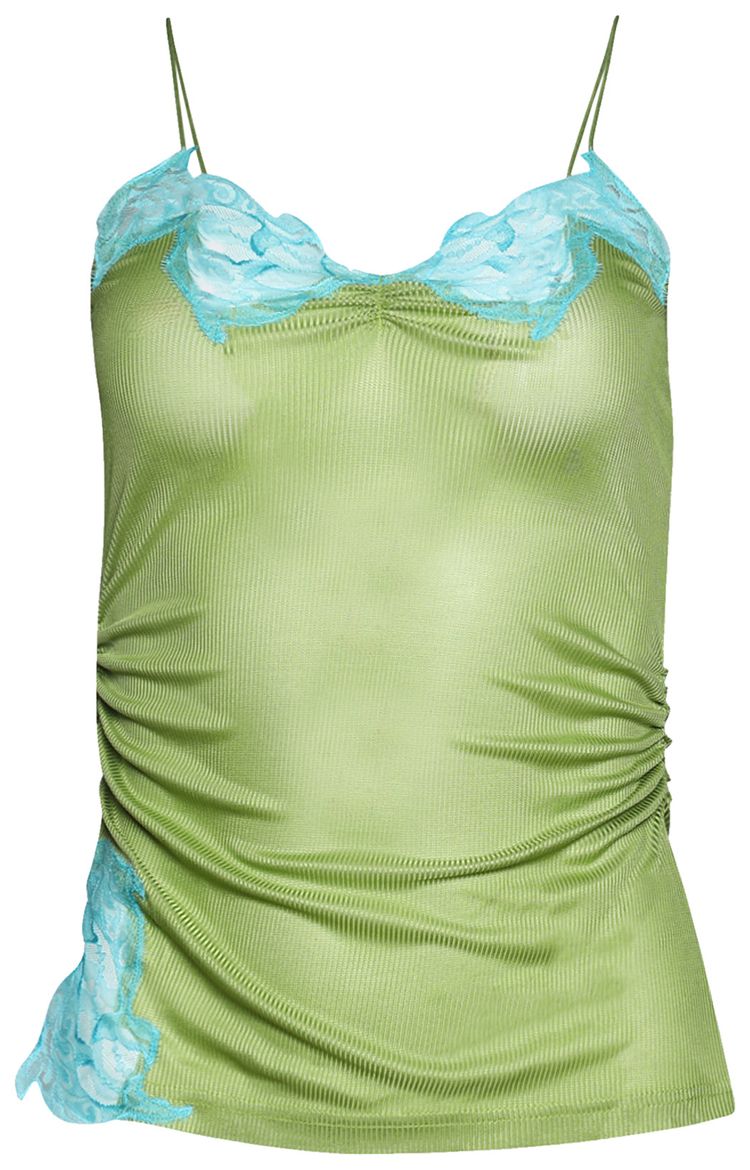 Christopher Esber Delphin Lace Rib Cami Fresh LimeCyan
