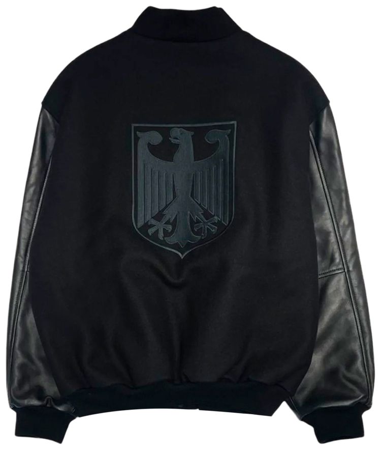 Vetements Biker Cross Embroidered Varsity Jacket Black