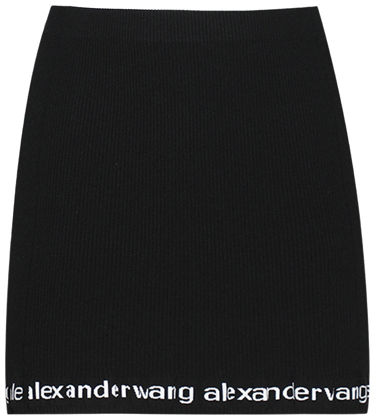 Alexander Wang Ribbed Mini Skirt WLogo Black