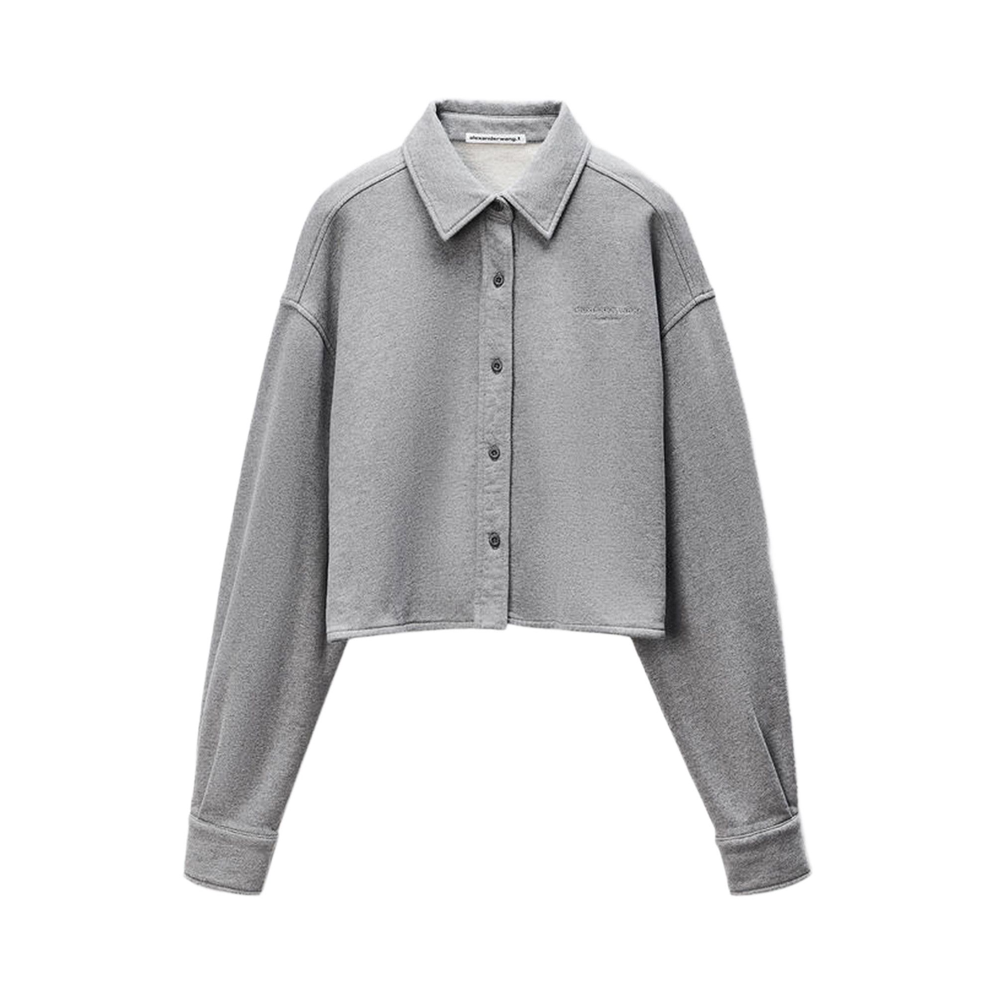 Buy Alexander Wang Cropped Button Down Shirt 'Dark Heather Grey