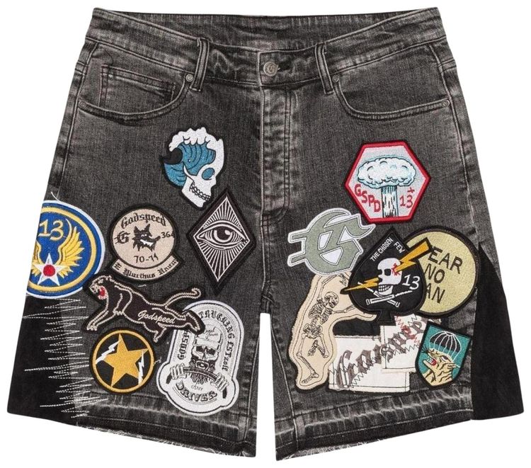 Godspeed Patchwork Denim Shorts V2 Grey