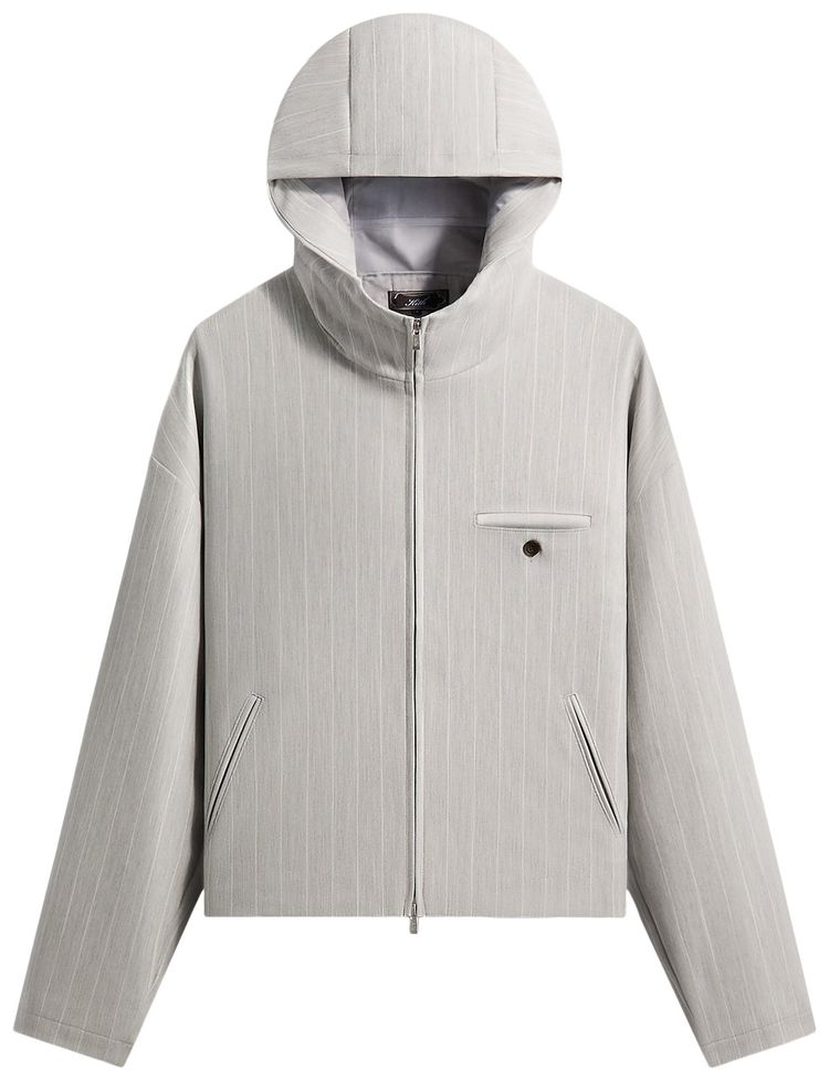 Kith Pinstripe Matteo Zip Up Hoodie Light Heather Grey