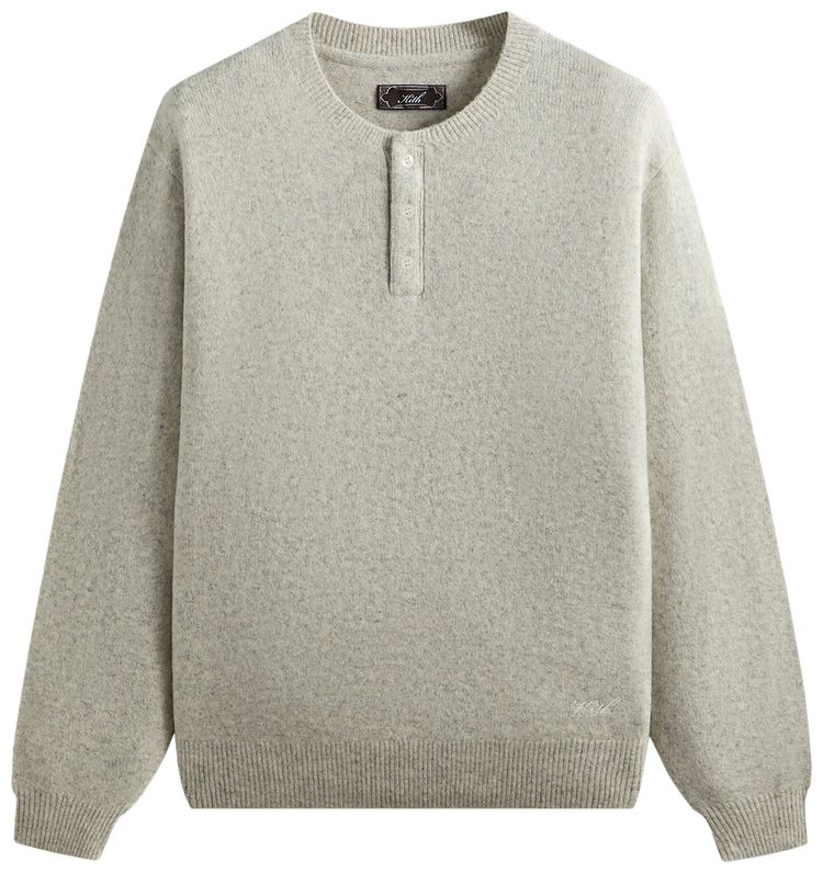 Kith Boucle Harmon Henley Sweater Light Heather Grey