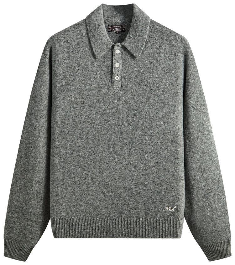 Kith Marled Harmon Rugby Pullover Mid Heather Grey