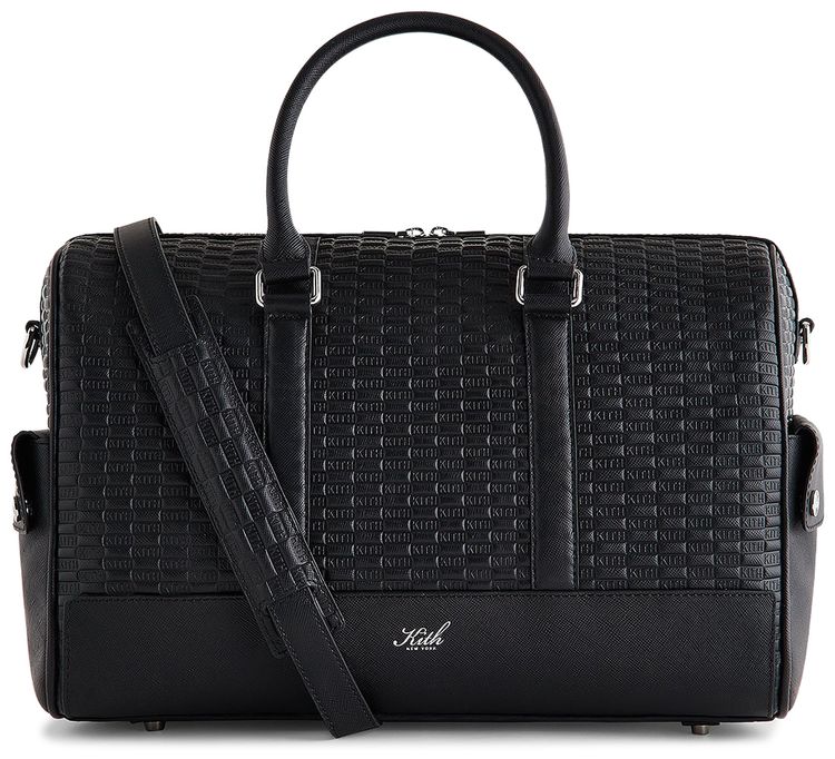 Kith Monogram Leather Explorer Traveler K40 Duffle Bag Black