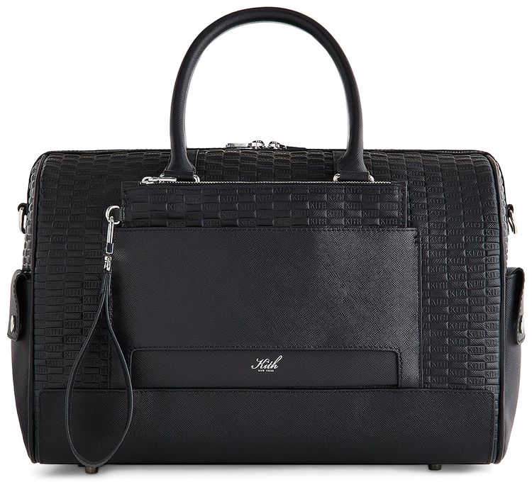 Kith Monogram Leather Explorer Traveler K40 Duffle Bag Black