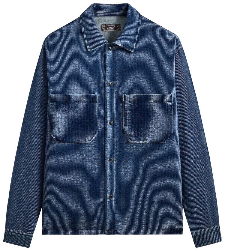 Kith Railroad Stripe Indigo Boxy Collar Overshirt Dark Indigo