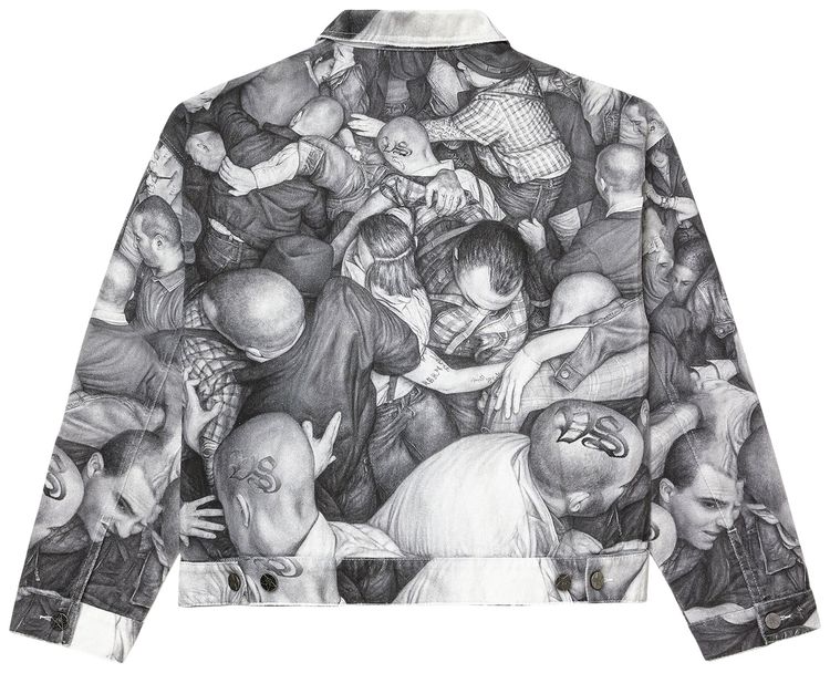 Vale Forever x  X Dan Witz Moshpit Trucker Jacket White