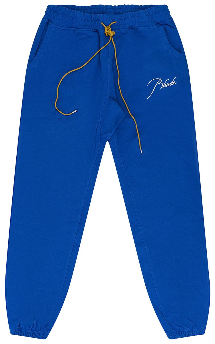 Rhude Script Logo Terry Sweatpants Blue