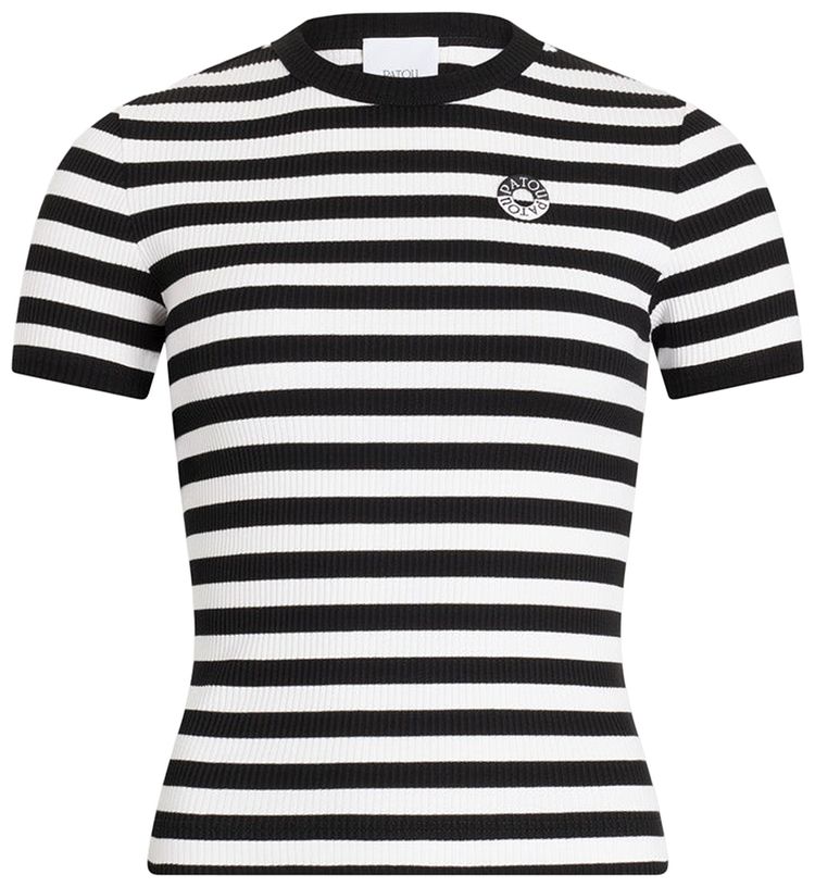 Patou Stripes Rib T Shirt BlackWhite Stripes