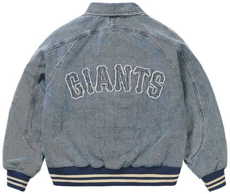 Palace x San Francisco Giants Denim Varsity Jacket Stone Wash
