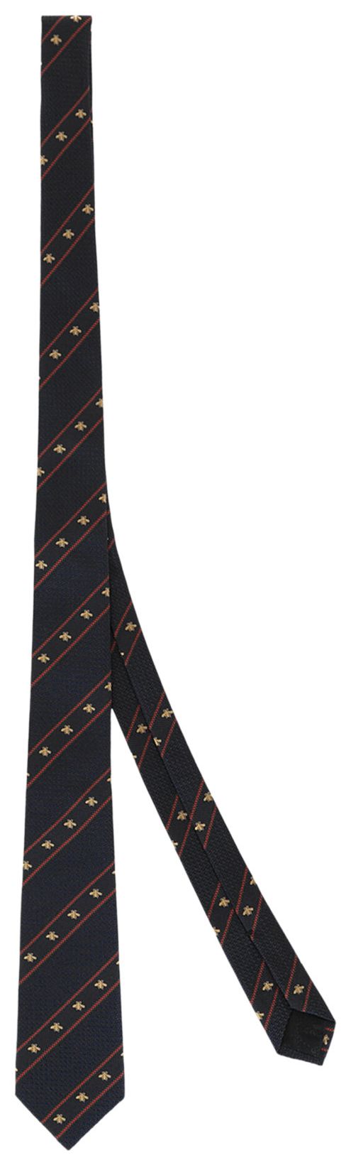 Gucci Bee And Web Silk Jacquard Tie Blue