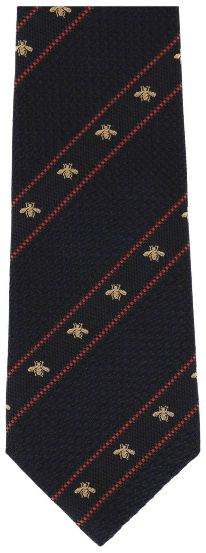 Gucci Bee And Web Silk Jacquard Tie Blue