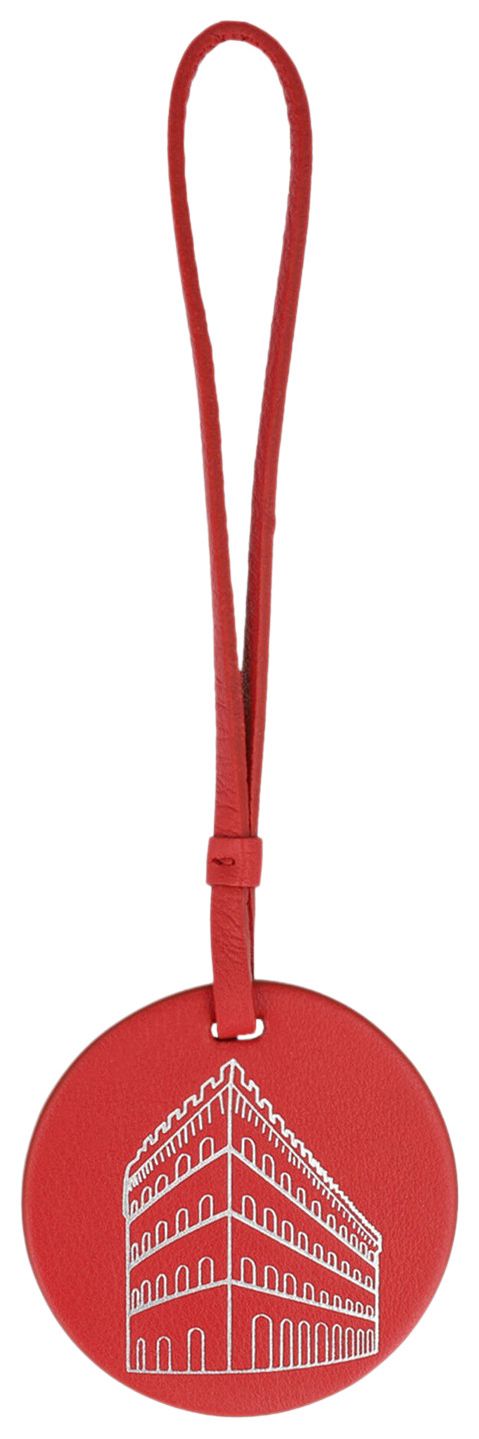 Ferragamo Embossed Palazzo Spini Feroni Leather Charm Red