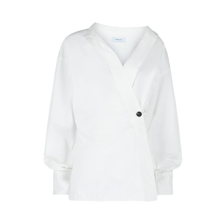 Ferragamo Asymmetric Cotton Dress Shirt White